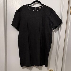 H&M Black Mini Dress with Embellished Neckline